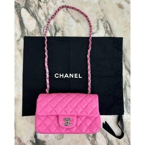 Never used Chanel 2021 Mini Classic Flap bag in bubblegum pink lambskin